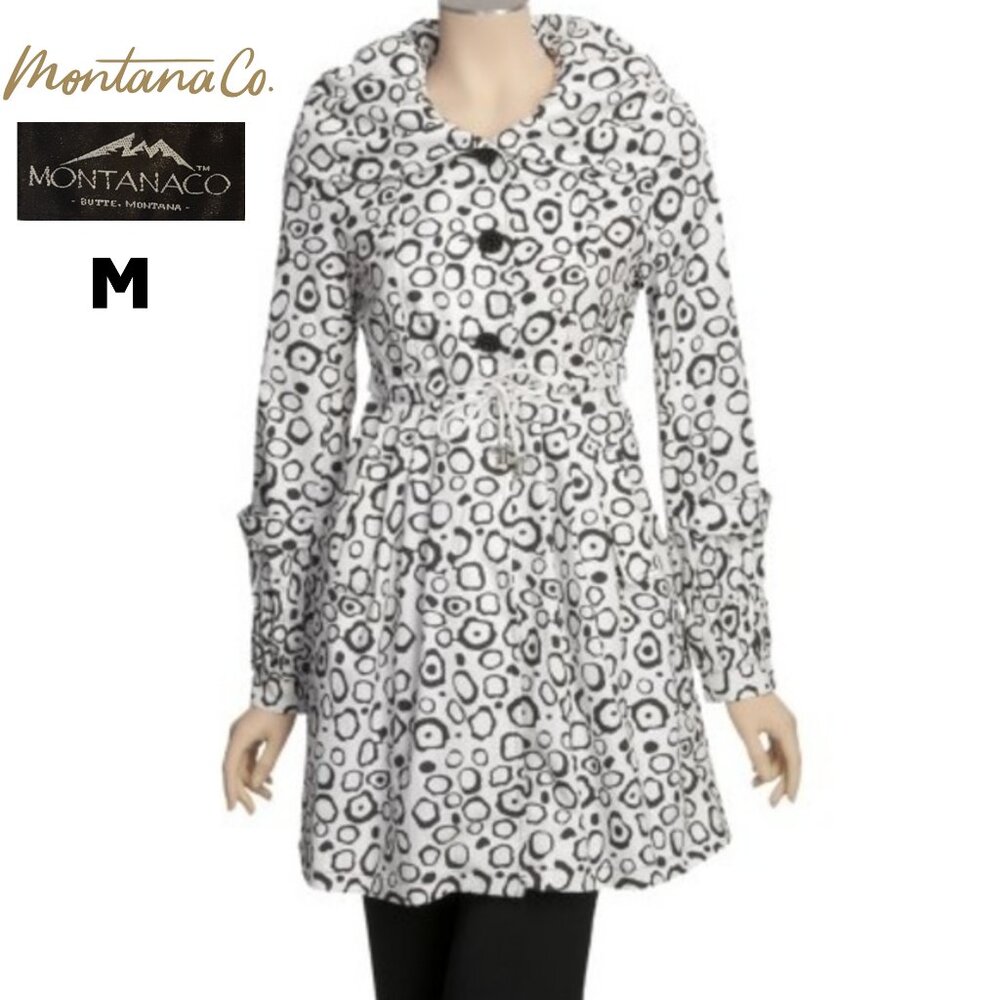 MontanaCo Lightweight Coat - Corded Empire Waist - Portrait Collar - Puff Sleeve
